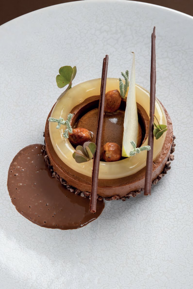 Chocolat de tanzanie fumé, poire, praliné noisettes
