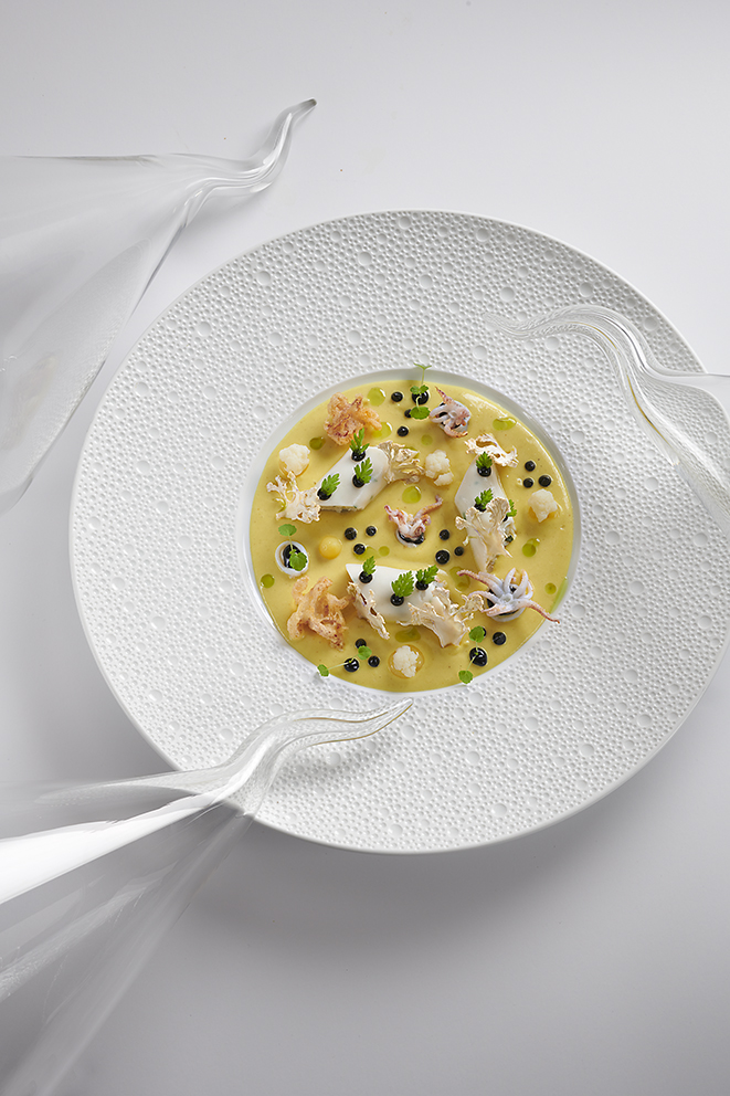 Le cannelloni de calamar au crabe-de-lune