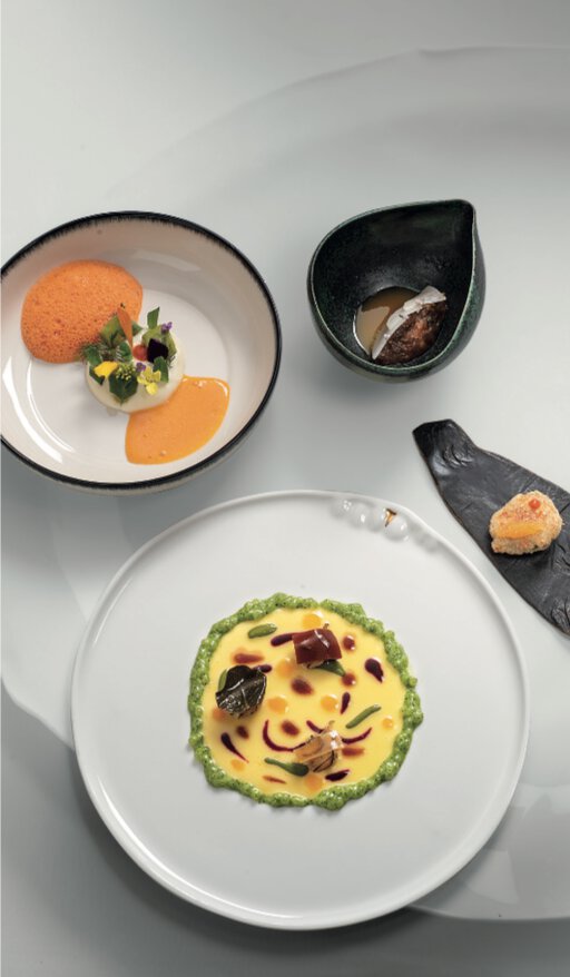 Pointus, beurre blanc café safran, tapioca au plancton