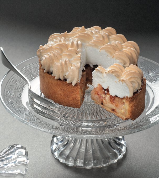 Tarte à la rhubarbe meringuée