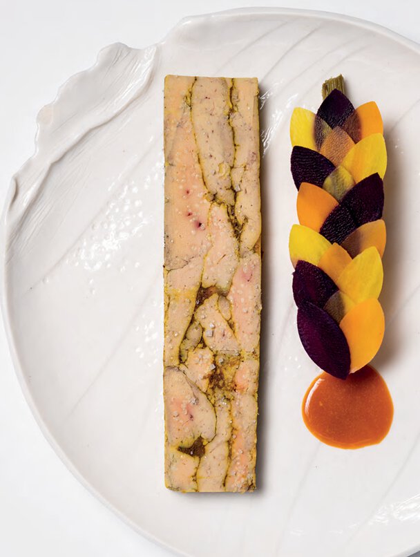 Foie gras marbré safran carottes multicolores