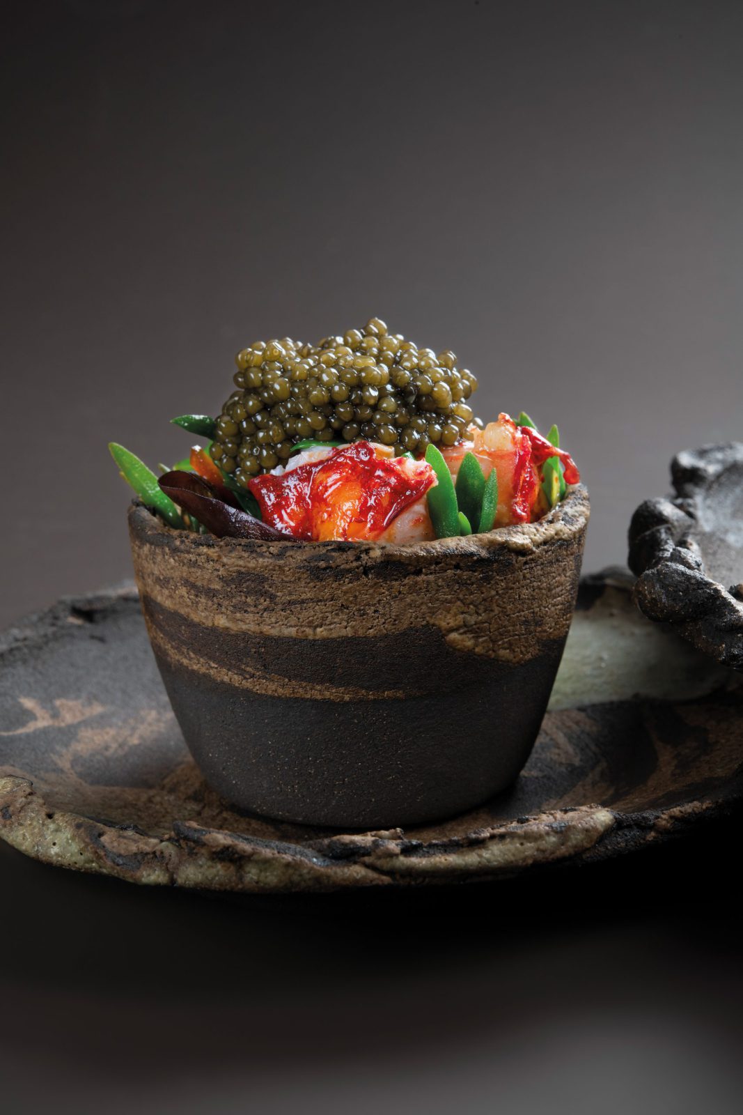 Flan de crabe vert, homard et caviar