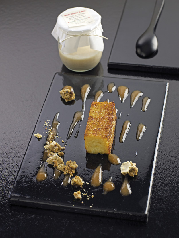 Riz au lait à la plancha, coing, noix