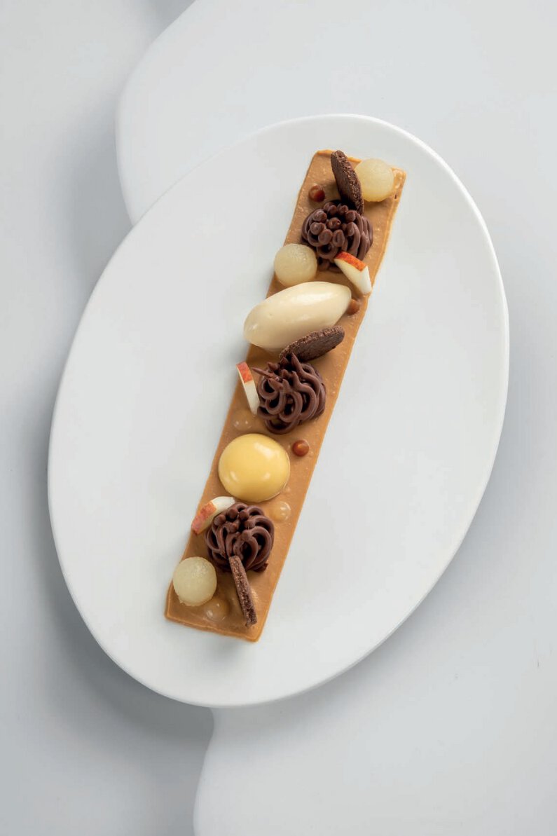 Chocolat de la plantation « mangaro », poire williams de pays, caramel et cardamome noire