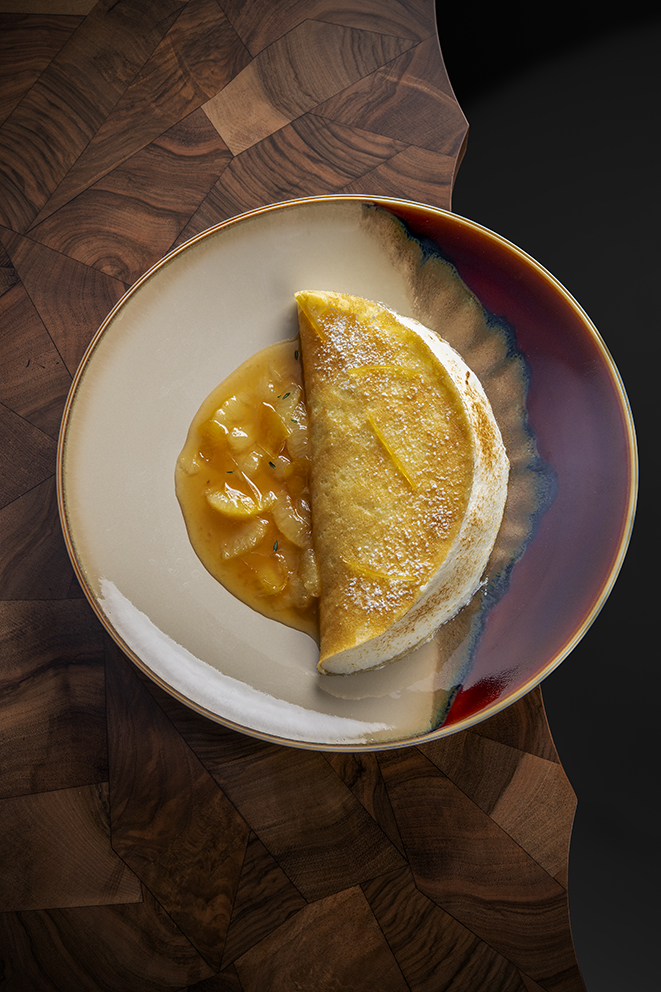 Crêpe soufflée au citron et flambée