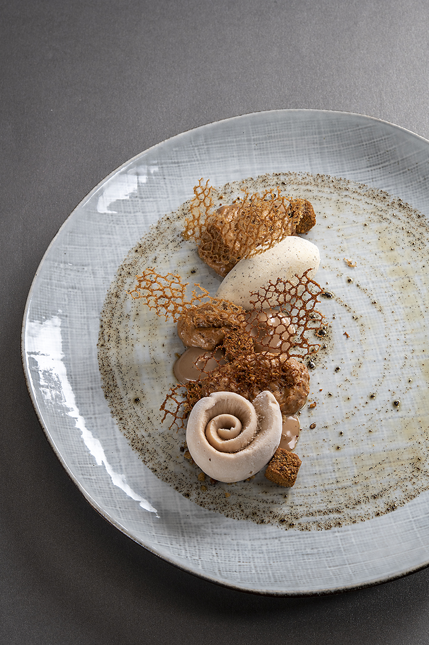 Dessert noisette vanille grillée
