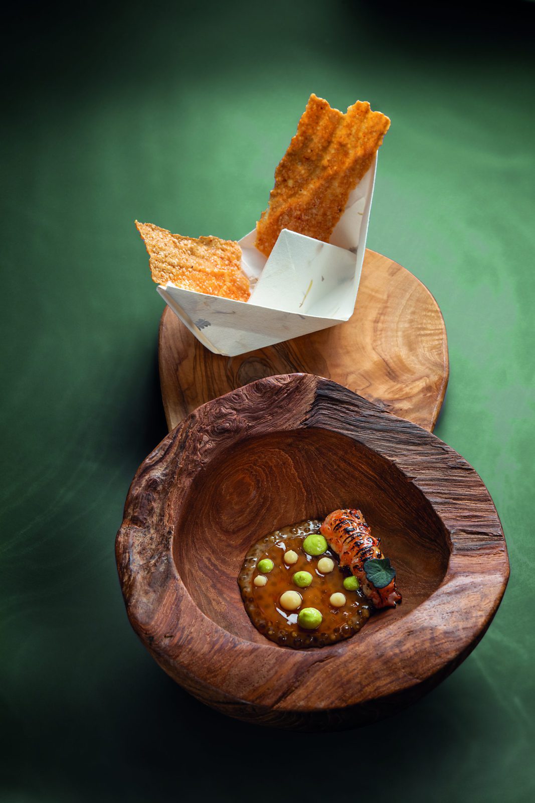 Langoustine de petit bateau laquée, grillée et tapioca