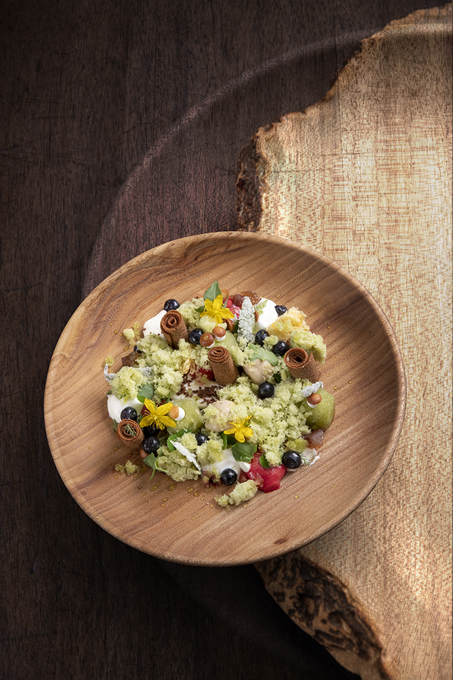 Fruits des bois, croustillant et touche de verveine