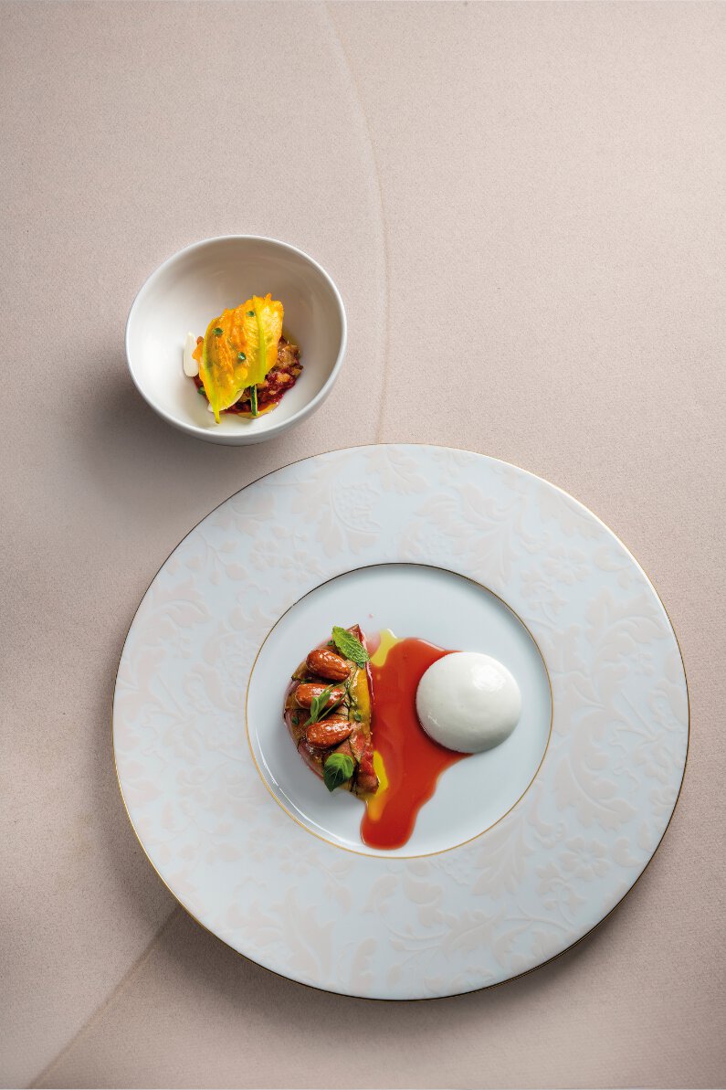 Tatin de framboises en fines lamelles de courgette
