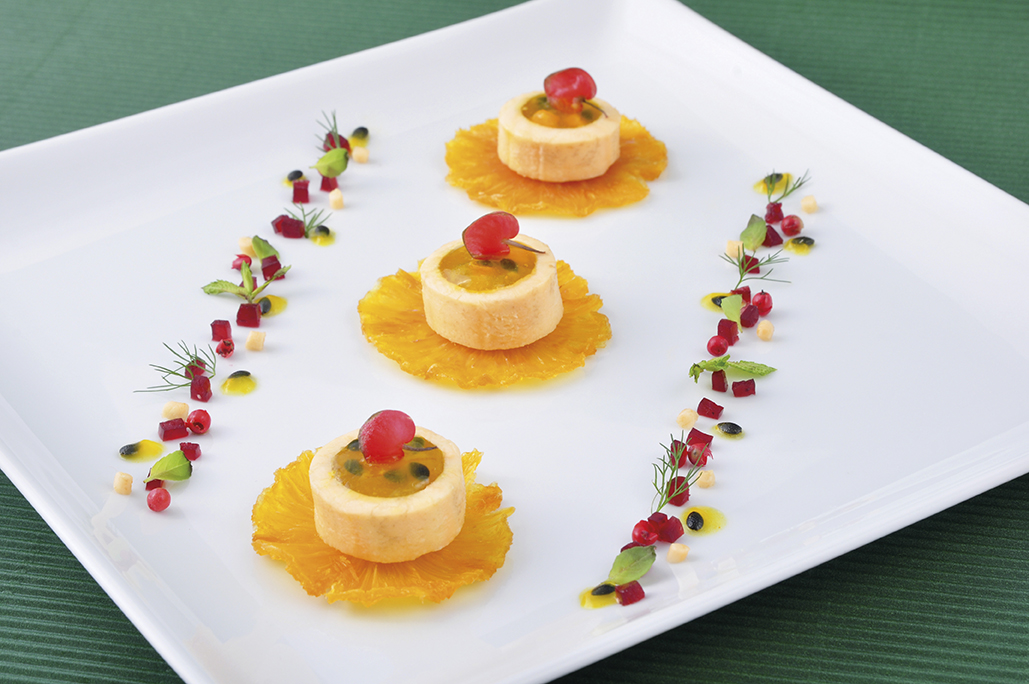 Banane plantain farcie en gelée de maracuja Créole Beach