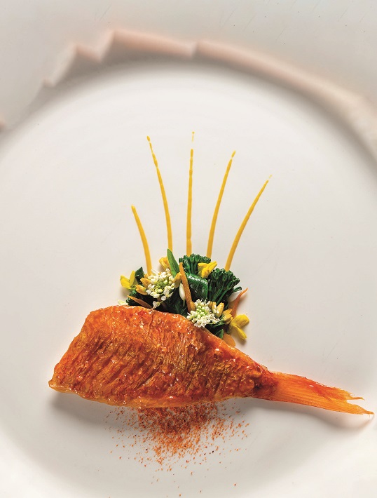 LE ROUGET DE ROCHE, Orange de nos jardins, mezcal, cime di rapa