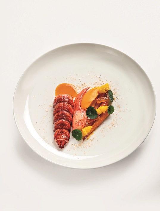Le homard à la nage, déclinaison de carotte, orange confite