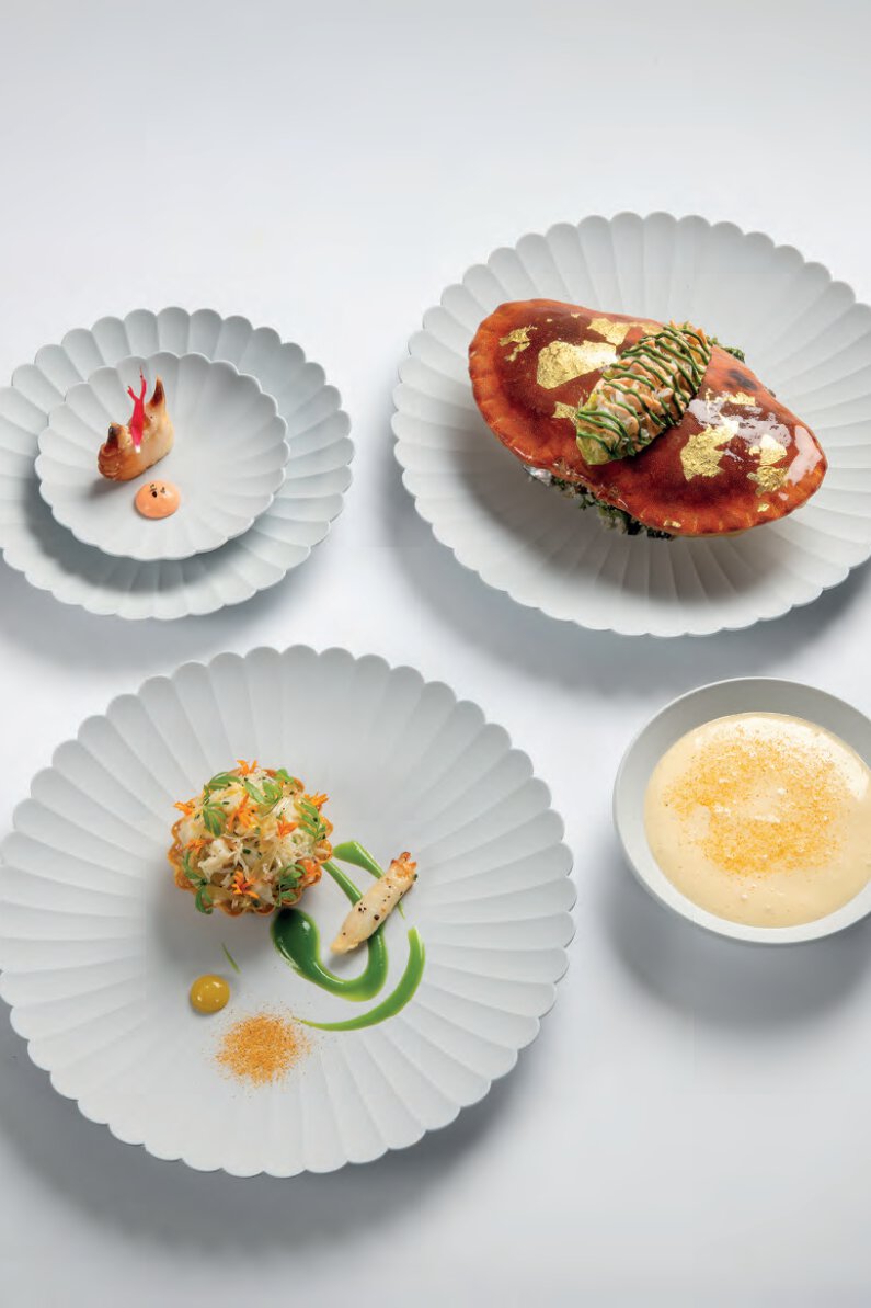 Tourteau, kari gosse, tagette, limequat
